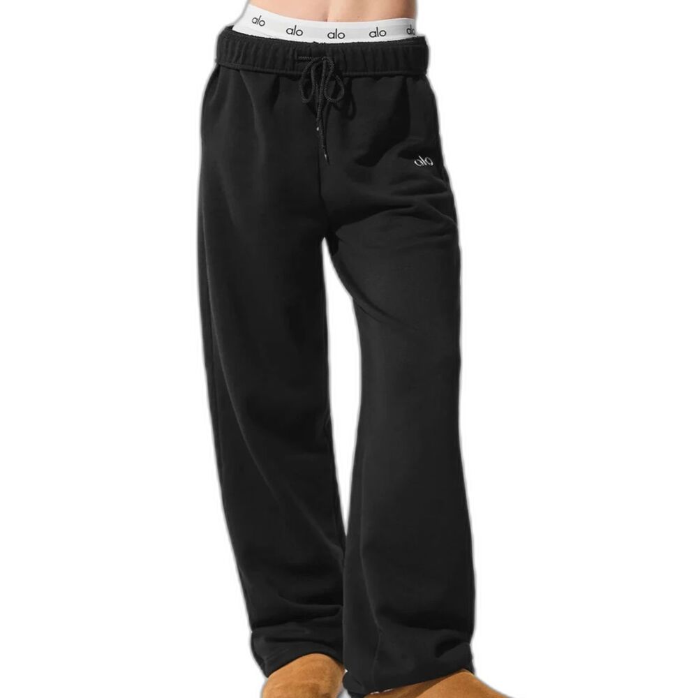 alo Women's Medium M Black Accolade Straight Leg Sweatpants